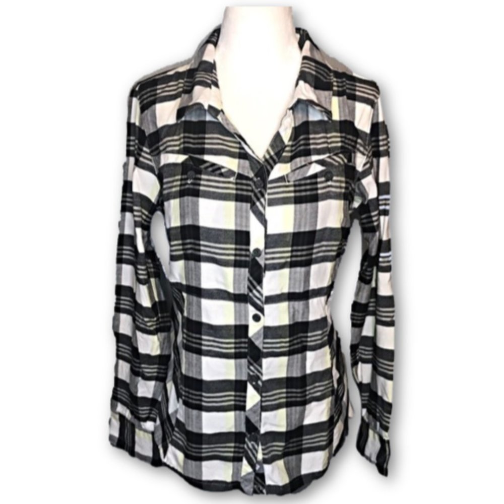 Columbia Women's Top Yellow Plaid Button Up